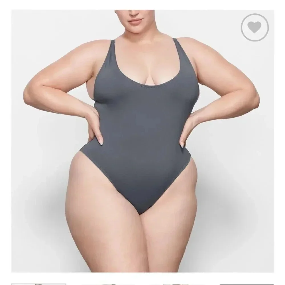 *Final Price* SKIMS gunmetal NWT 2X Swimsuit Plus Size Swimwear Designer